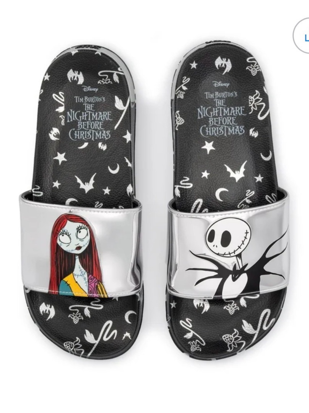 BRAND NEW Nightmare Before Christmas Women's Metallic Slide Sandals Size 8